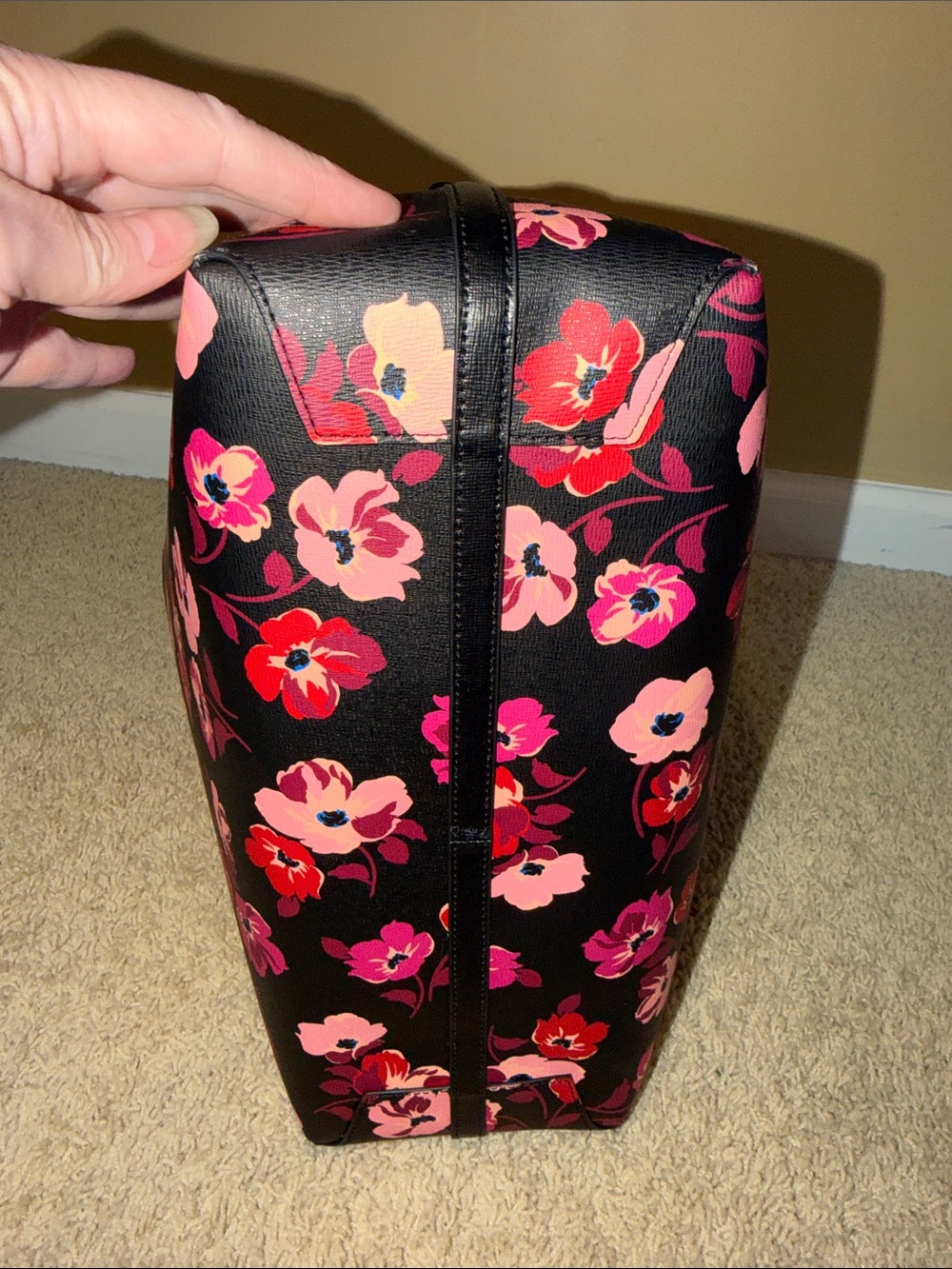 kate spade Black Floral Tote Bag - Pink & Red Flowers - Picture 9 of 14
